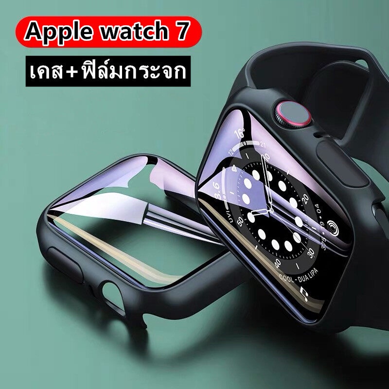 เคสแอปเปิ้ลวอช สำหรับ Apple watch series 7เคส Apple Watch 7 41mm/45mmสายนาฬิกา PC+Glass สายสำหรับ Ap