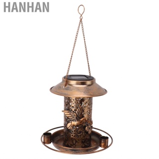 Hanhan Hanging Bird Feeder  Solar Exquisite Hollow Pattern Multipurpose Retro Integrated IP65  for Outdoor Lovers