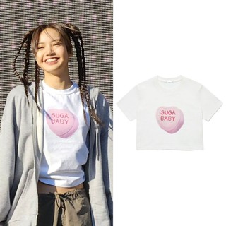 เสื้อยืดแขนสั้นลําลอง คอกลม ผ้าฝ้าย พิมพ์ลาย Kpop Blackpink Lisa CROP Top สําหรับผู้ชาย และผู้หญิง