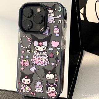 เคสโทรศัพท์มือถือ ซิลิโคนใส กันกระแทก ลายการ์ตูนคุโรมิน่ารัก สําหรับ iPhone 11 12 13 14 15 PROAMX X XS XR XSMAX 7 8 PLUS 2020