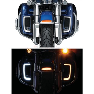 ไฟ LED ติดกระจังหน้ารถจักรยานยนต์ สําหรับ Touring 14-19 CVO Street Glide Electra Road Glide Ultra FLHTK Ultra Limited