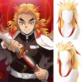 Nedfs วิกผมคอสเพลย์ อนิเมะ Rengoku Kyoujurou Demon Slayer สีเหลือง ไล่โทนสี