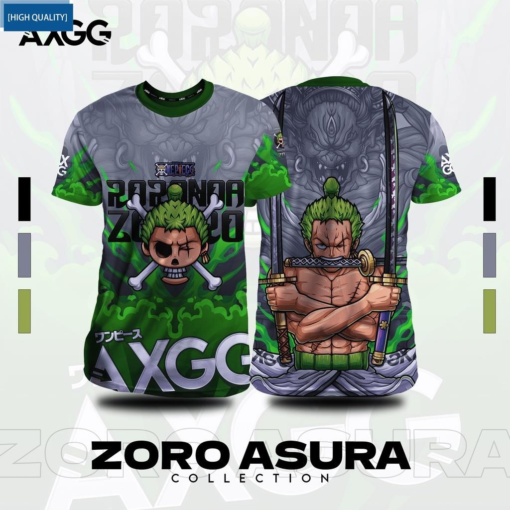 เสื้อยืดแขนสั้น พิมพ์ลายการ์ตูนอนิเมะ One Piece Zoro Asura สําหรับผู้ชาย และผู้หญิง