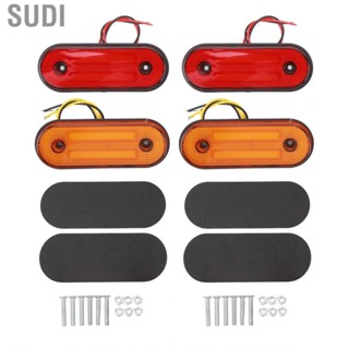 Sudi 4pcs Truck Side Lights 12LED Marker Indicator Lamp 12V to 24V 1200LM Red Amber for Vans Trailers Car