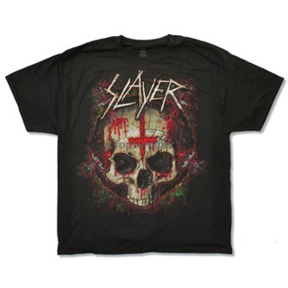 เสื้อยืด พิมพ์ลายหัวกะโหลก Slayer สีดํา ขนาดใหญ่ สไตล์ฮิปสเตอร์ สําหรับผู้ชาย