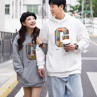 【Hoodie Oversize】เสื้อกันหนาวแขนยาว มีฮู้ด พิมพ์ลายตัวอักษร ทรงหลวม สไตล์เกาหลี พลัสไซซ์ (40-150 กก.)