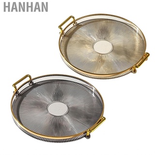 Hanhan Round Tray  Stylish Open Design Clear Multipurpose Exquisite with Double Handles for Kitchen