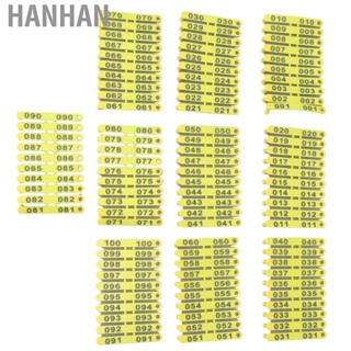 Hanhan 100PCS 001‑100 Number Plastic Livestock Tag Integrated Colorfast Ear Tags for Cattle Cows Sheep Pig Goats