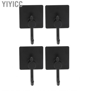 Yiyicc 4 Pcs Self Adhesive Hook Drill Free Wall Hanger Smoothly Polished Stainless Steel Strong Bearing Hanging