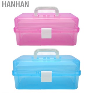 Hanhan Portable Handled Storage Box  Large  Transparent Lid 3 Layers Separate Ladders for Cosmetic