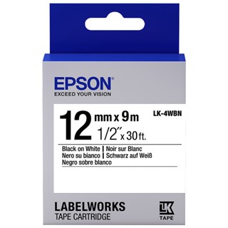 เทปพิมพ์อักษร 12 มม. ดำพื้นเทปขาว Epson LK-4WBN