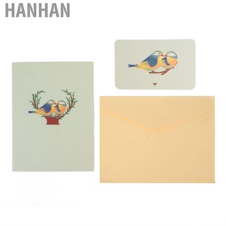 Hanhan Greeting Card  Lovebirds Eco Friendly 3D Elegance for Friend Festivals