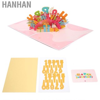 Hanhan 3D Greeting Card Anniversary Exquisite Durable Vibrant Colors Thick Paper Eye Catching Interlayer Design for Holiday