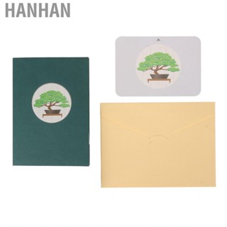 Hanhan 3D Greeting Card  Writable Pine Trees Handcraft Paper Carving for Write Blessing