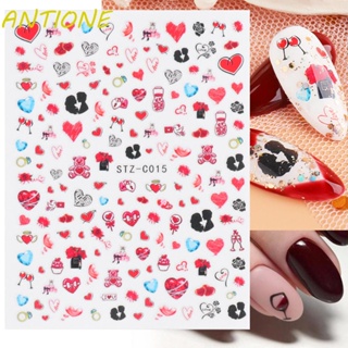 Antione สติกเกอร์รอยสัก ลายหัวใจ มีกาวในตัว สําหรับตกแต่งเล็บ DIY 1 ชิ้น