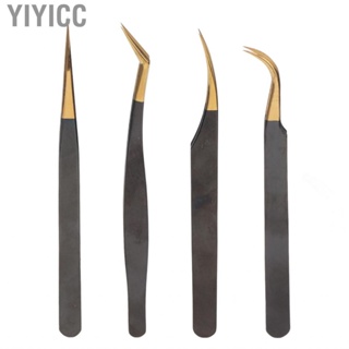 Yiyicc Eyelashes Extension Tweezer Set  Straighted Tip Tweezers Strong Bite Force Comfortable Grip Ergonomic Wide Handles for Beauty Salon