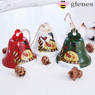 Glenes กระดิ่งเหล็ก จี้ซานตาคลอส ขนาดใหญ่ สไตล์เรโทร สีเขียว สีแดง สีขาว สําหรับแขวนตกแต่งต้นคริสต์มาส