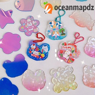 Oceanmapdz พวงกุญแจอะคริลิค ไล่โทนสี ทรงกลม รูปหัวใจ DIY 4 ชิ้น สําหรับเด็ก