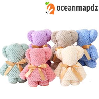 Oceanmapdz ผ้าขนหนู ผ้ากํามะหยี่ รูปการ์ตูนหมี ทรงสี่เหลี่ยม ขนาด 35*75 ซม. สําหรับซักผ้า