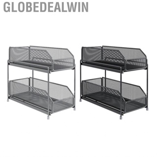 Globedealwin Sliding  Organizer  Carbon Steel 2 Tiers Pull Out Cabinet for Home