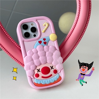 เคสโทรศัพท์มือถือ ซิลิโคน ลายการ์ตูนตัวตลกน่ารัก สีม่วง สําหรับ Iphone 13 12 11 14 pro max 13ProMax 11 12ProMax 14Pro