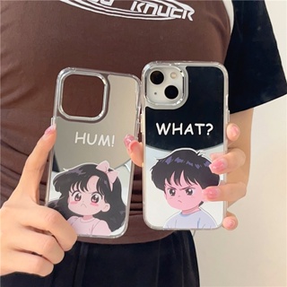 เคสโทรศัพท์มือถือ ซิลิโคน กันกระแทก ลายการ์ตูนอนิเมะเด็กผู้ชาย ผู้หญิงน่ารัก พร้อมกระจก สําหรับ Iphone 11 12 13 14 15 PRO MAX 13ProMax 12 13pro 11 14pro