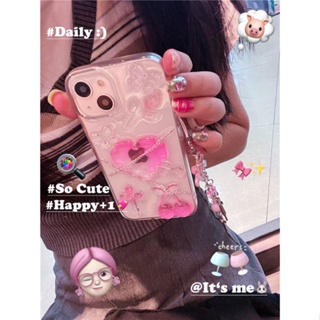 เคสป้องกันโทรศัพท์มือถือซิลิโคน ลายผีเสื้อ เชอร์รี่ กันกระแทก สําหรับ Apple Iphone 11 12 13 14 15 PRO MAX 13ProMax 12 13pro 11 14pro