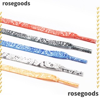 Rosegoods1 เชือกผูกรองเท้ากีฬา เชือกผูกรองเท้า โพลีเอสเตอร์ พิมพ์ลายดอกไม้ เม็ดมะม่วงหิมพานต์ หลากสี สันทนาการ 3 คู่