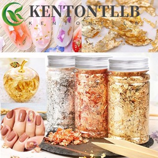 Kentontllb แม่พิมพ์เรซิ่น กลิตเตอร์ รูปใบไม้ สีทอง สีเงิน 3 5 10 กรัม สําหรับตกแต่งเล็บ