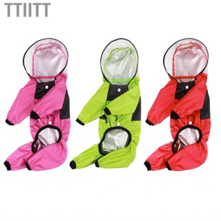 Ttiitt Pet Rain Clothes  Dog Raincoat  Bright Color PU Snap Button Elastic Cuffs 4 Legged Transparent Hat for Puppy