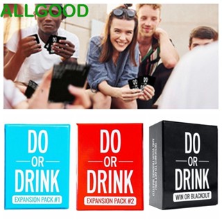 Allgoods การ์ดเกม Do or Drink Party Game, Game Night Black, Do or Drink Date Night 175 Challenges Red Blue ของเล่นสําหรับเด็ก