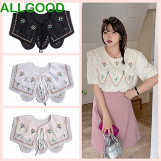 Allgoods ปกเสื้อลูกไม้ปลอม ผ้าชีฟอง ลายดอกไม้ ถอดออกได้ สําหรับตกแต่งเสื้อผ้าตุ๊กตา