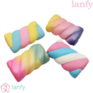 Lanfy ของเล่นบีบลูกกวาด ผ้าฝ้าย PU ลายน่ารัก สีรุ้ง ของขวัญสําหรับเด็ก