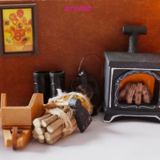 Aroma เฟอร์นิเจอร์จิ๋ว DIY งานฝีมือฟาง บ้านตุ๊กตา แกล้งทําเป็นเล่น โคมไฟน้ํามันก๊าด ของเล่นคลาสสิก ฟืน โมเดลเฟอร์นิเจอร์ ของเล่นบ้านตุ๊กตา อุปกรณ์เสริม