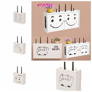 Aroma ชั้นวางกล่องทีวี ติดผนัง พลาสติก Wifi ไร้สาย ลายแมวยิ้ม สีขาว สําหรับห้อง