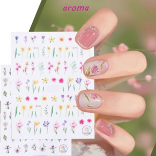 Aroma สติกเกอร์ตกแต่งเล็บ ลายดอกทิวลิป ธรรมชาติ หรูหรา หลากสีสัน DIY