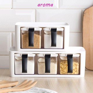 Aroma กล่องเก็บเครื่องปรุงรส พร้อมช้อน สําหรับปิกนิก บาร์บีคิว มอร์เดน