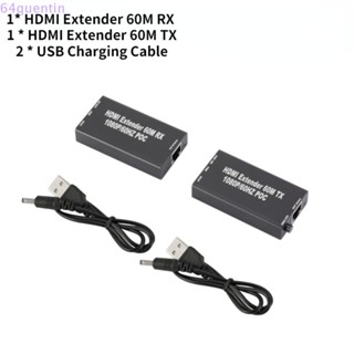 Quentin สายเคเบิลเครือข่าย HDMI ขยายสัญญาณ Rj45 เป็น HDMI 60 ม. 60 ม. รับส่งสัญญาณ ไม่หาย ความละเอียดสูง