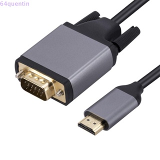 Quentin สายอะแดปเตอร์ HDMI เป็น VGA ยาว 1.8 ม. พร้อมตัวแปลงพาวเวอร์ซัพพลายเสียง วิดีโอ ใช้งานง่าย HDMI เป็น VGA 1.8 ม. สําหรับแล็ปท็อป DVD โปรเจคเตอร์ มอนิเตอร์ ทีวี