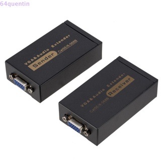 Quentin VGA เครื่องขยายสัญญาณเสียงวิดีโอ Cat5 6 100 ม. และตัวรับส่งสัญญาณ VGA เป็น RJ45 น้ําหนักเบา สําหรับ PC แล็ปท็อป โปรเจคเตอร์ HDTV มอนิเตอร์