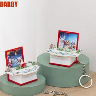 Darby พวงกุญแจพลาสติก รูปหนังสือ 3D พับได้ รูปปราสาท ซานต้า 3D ขนาดเล็ก สะดวก ของขวัญวันเกิด