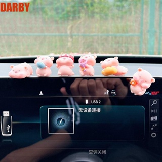 Darby ตุ๊กตาหมูน้อยน่ารัก เรซิ่น สีชมพู สําหรับตกแต่งกระจกมองหลังรถยนต์ 6 ชิ้น ต่อชุด