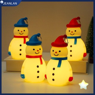 Jeanlan โคมไฟ LED จี้การ์ตูนสโนว์แมน เรืองแสง สีแดง สีฟ้า พลาสติก สําหรับตกแต่งปาร์ตี้คริสต์มาส