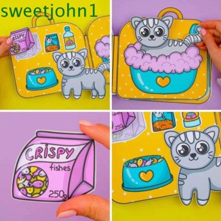 Sweetjohn หนังสือเกมสติกเกอร์ รูปเป็ดน้อย สีเหลือง สําหรับเด็กผู้หญิง