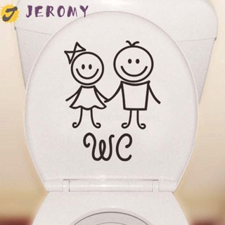 Jeromy WC สติกเกอร์ ลายการ์ตูน กันน้ํา แบบพกพา สําหรับติดประตูห้องน้ํา เหมาะกับผู้ชาย และผู้หญิง