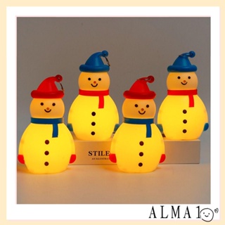 Alma จี้ไฟ LED รูปสโนว์แมน เรืองแสง สีแดง พลาสติก สําหรับแขวนตกแต่งต้นคริสต์มาส ปาร์ตี้