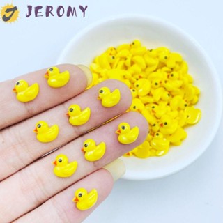 Jeromy ฟิกเกอร์เรซิ่น รูปการ์ตูนเป็ด สีเหลือง สําหรับตกแต่งเล็บ DIY 100 ชิ้น