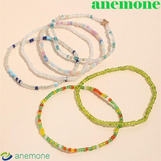 Anemone สร้อยข้อเท้า ลูกปัดหลากสี หลายชั้น เครื่องประดับเท้า แฮนด์เมด ปรับได้