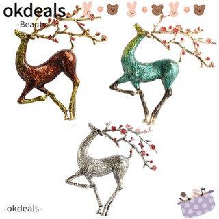 Okdeals เข็มกลัด รูปกวาง ดอกพลัม คริสต์มาส สร้างสรรค์ เครื่องประดับ สําหรับของขวัญปีใหม่