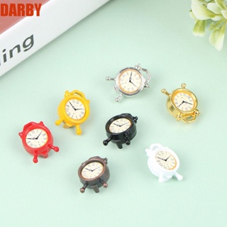 Darby นาฬิกาปลุกโลหะ สเกล 1:12 6 สี สําหรับตกแต่งบ้านตุ๊กตา Diy